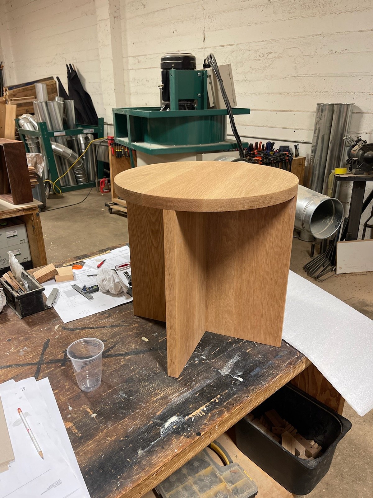 Oak Foundation Stool sized to side table dimensions in the Material workshop