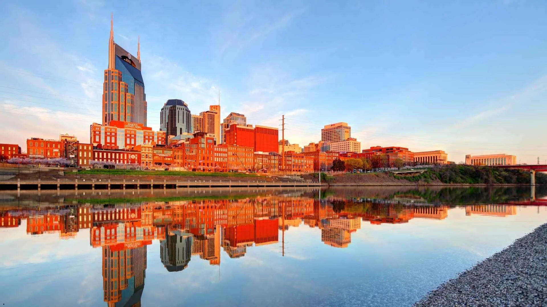 Memphis camper van rentals near downtown Tennessee skyline, scenic riverfront view ideal for Class B RV and road trip adventures