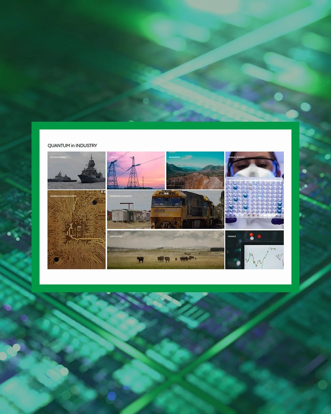 The future isn&rsquo;t one industry. It&rsquo;s the collision between many.

When we designed the Quantum Australia website, one of the key challenges was communicating this breadth without losing clarity. Quantum technology intersects with defence, 