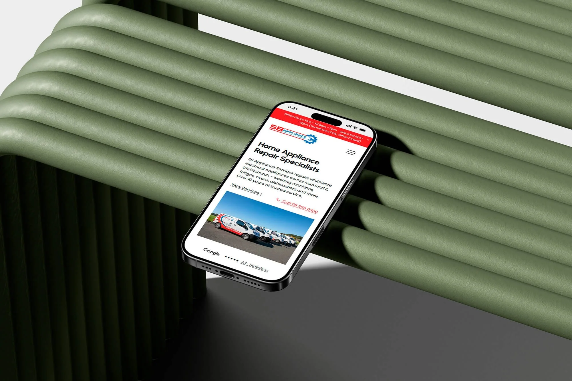 New website live for SB Appliance Servicing - Auckland and Christchurch's home appliance repair specialists.

10+ years in experience across over 220 Google reviews. They had the reputation - now a website that reflects it.

Built on Squarespace by G