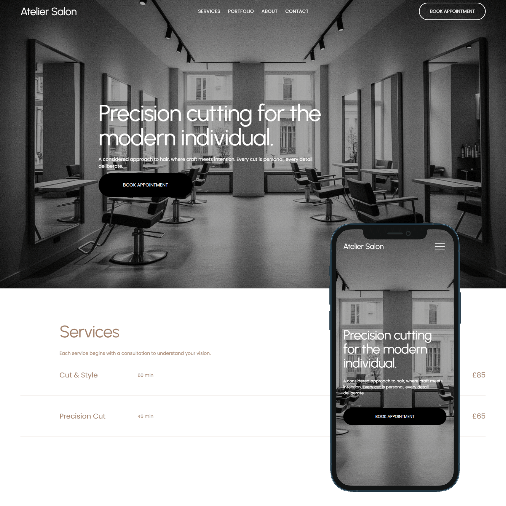 Atelier Salon - Squarespace 7.1 Website Template