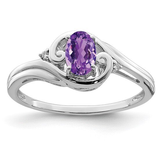 Sterling Silver Rhodium plated Diamond and Amethyst Ring — Clearwater Gems  & Gifts