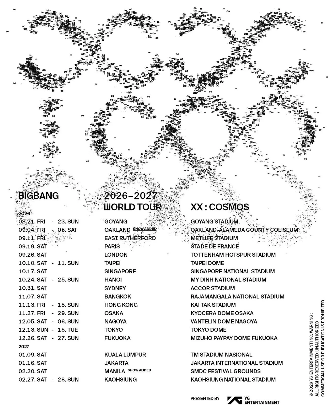 2026-2027 Big Bang World Tour [XX : COSMOS]