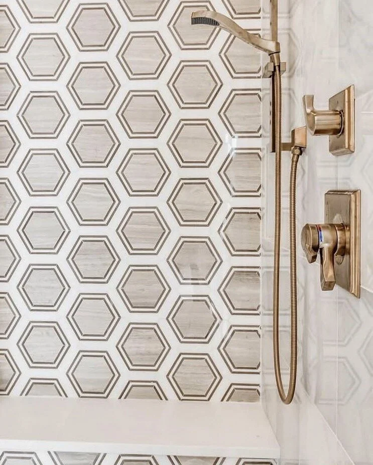 luxury custom marble shower by Ross Flinton homes in Oklahoma City 
