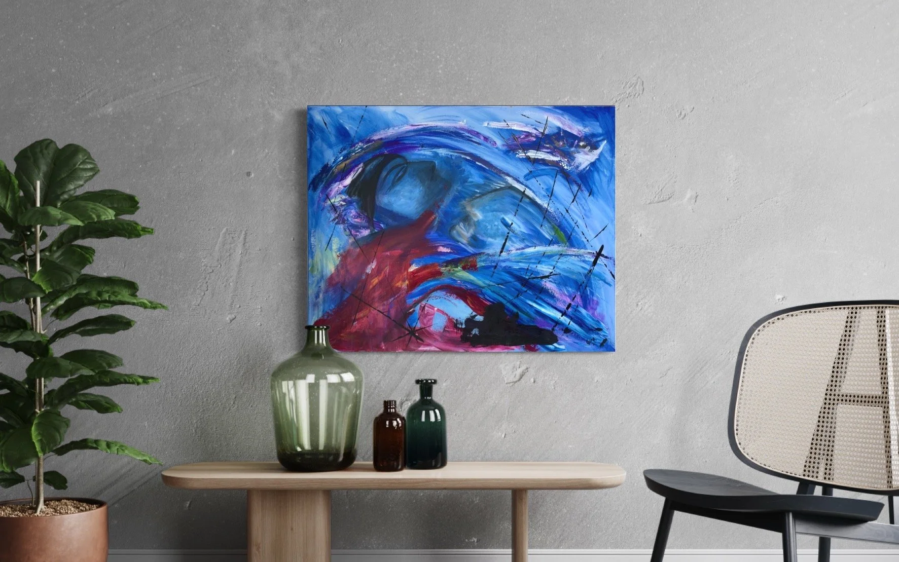 the chaos of the ego abstract spiritual painting by Gino Parisi contemporary art