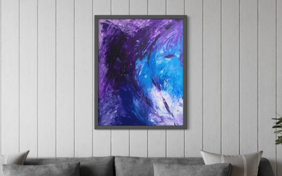 Blue Energy Rising abstract original painting available for sale one of kind art