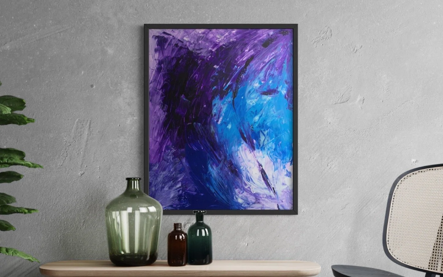 Blue Energy Rising abstract original painting available for sale one of kind art