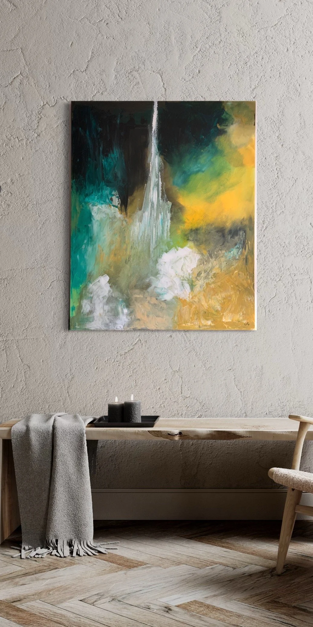 Gino Parisi painting intuitive abstract art in his studio