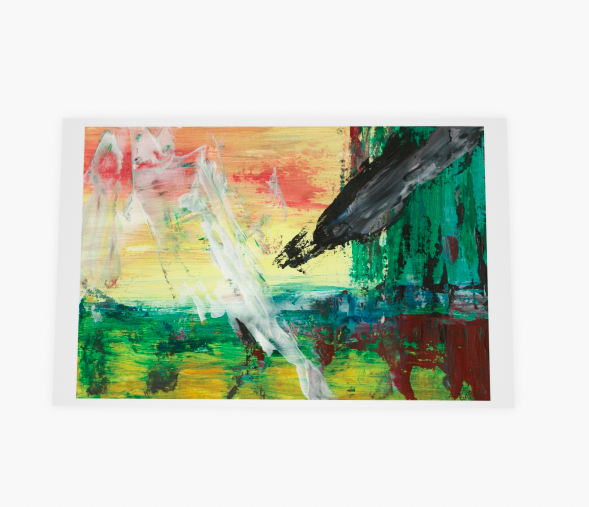 Spiritual abstract painting in blue and gold tones by Gino Parisi, intuitive artwork