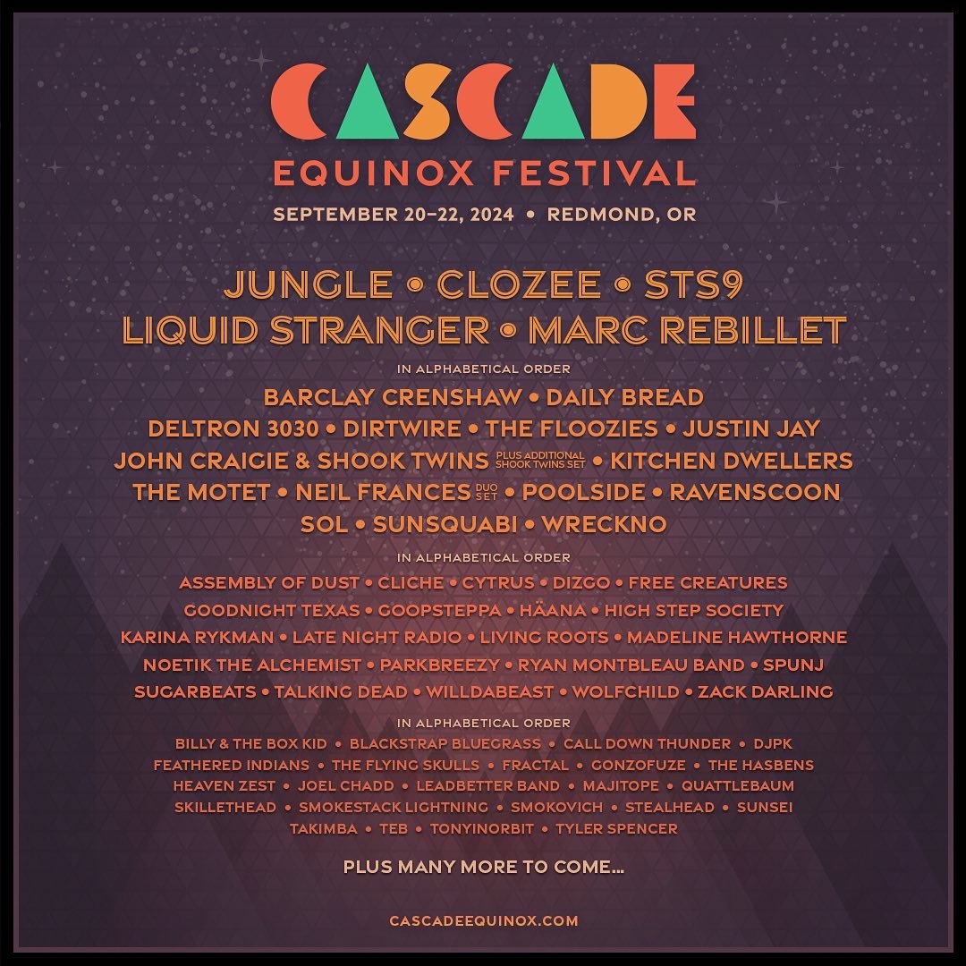 We&rsquo;re excited to perform at @cascade_equinox in Redmond, OR September 20-22 🌙🌲 Tickets are on sale now!