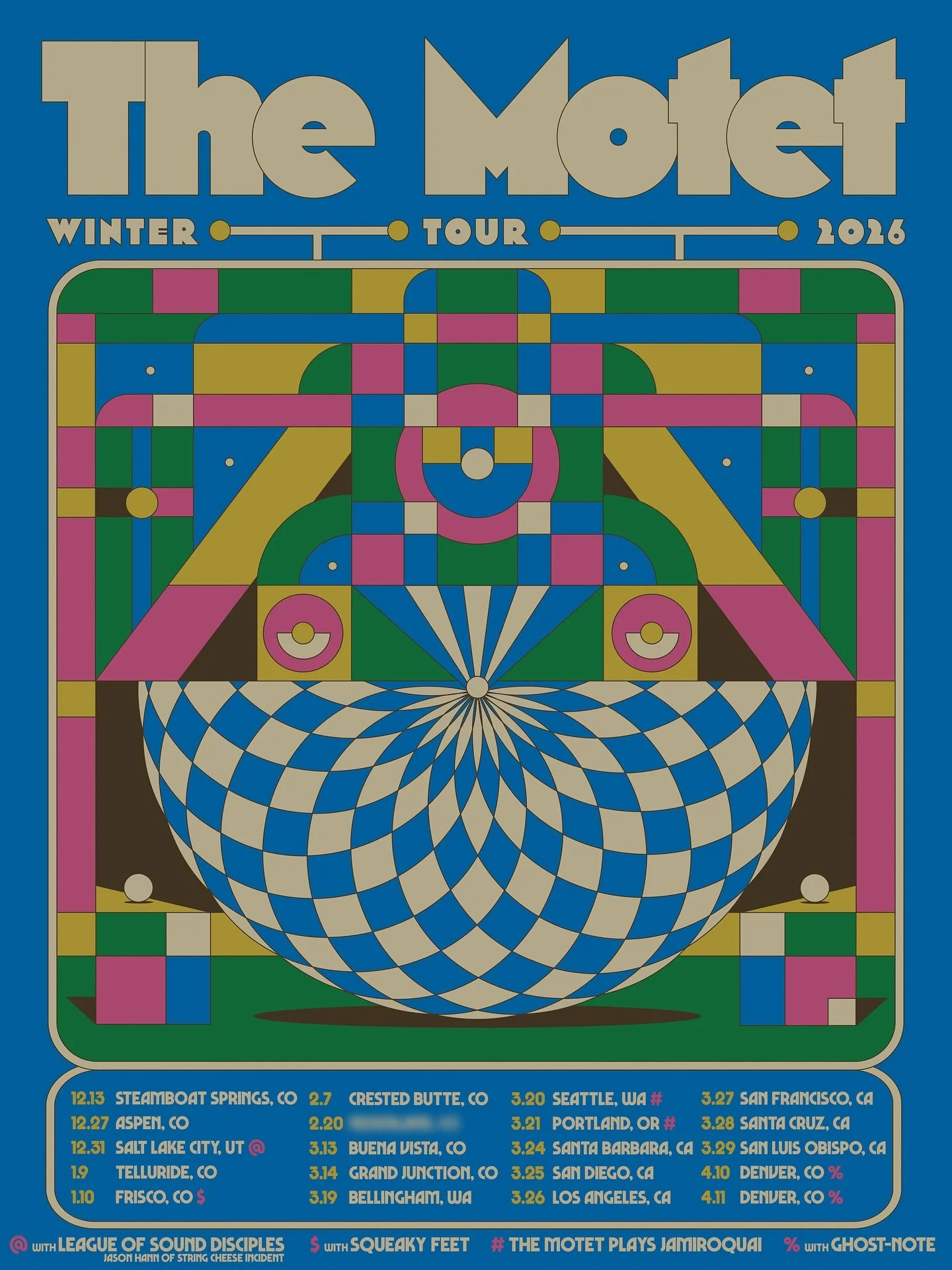 Winter / Early Spring tour announce!  14 new shows hitting the West Coast &amp; every corner of Colorado, including THE MOTET PLAYS JAMIROQUAI shows in Portland &amp; Seattle, and culminating in 2 nights at Cervantes for @denjazzfest with @ghost_note