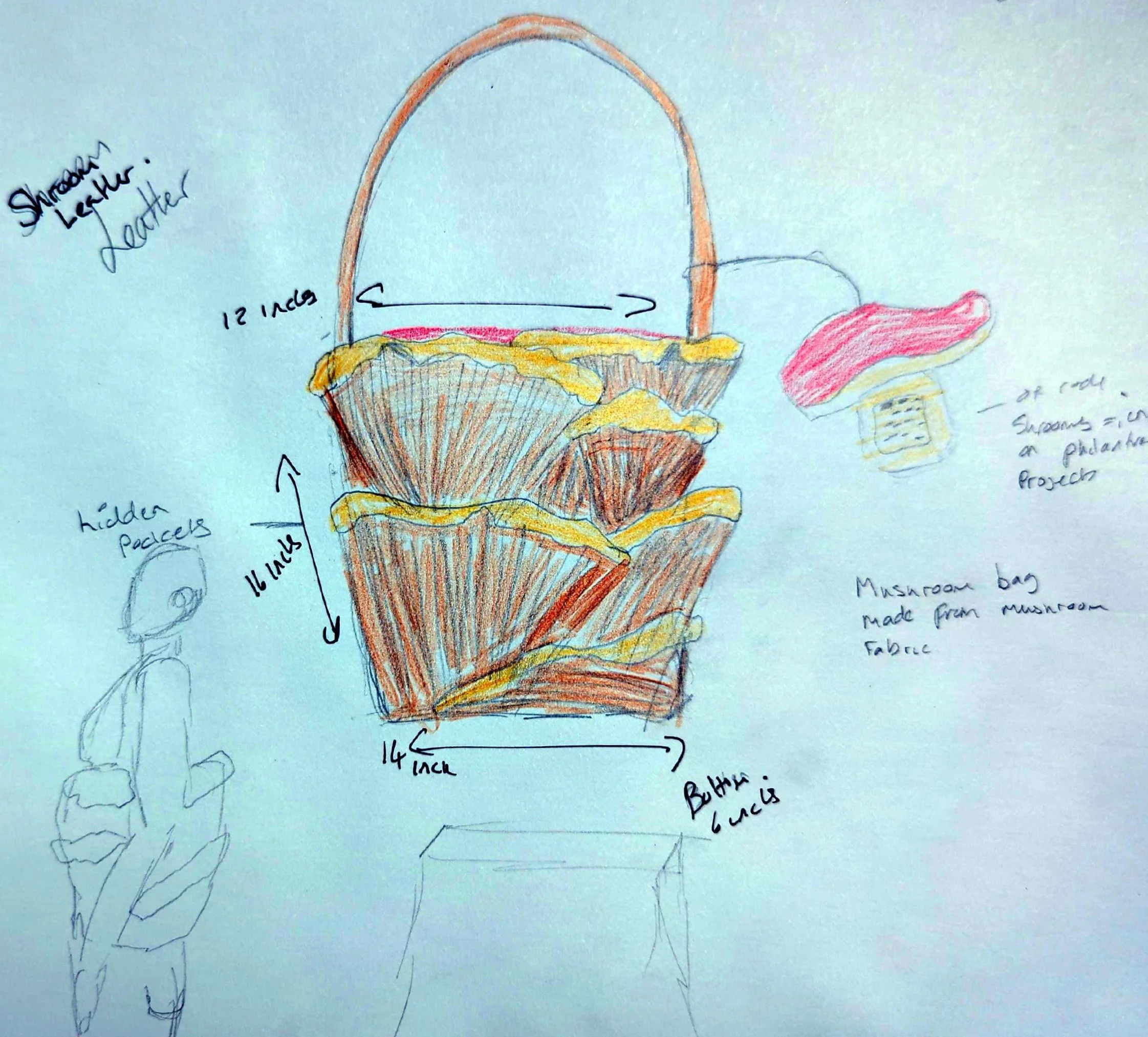 As a Wildcard, I wanted to explore a handbag made of Mushroom leather for its sustainability 