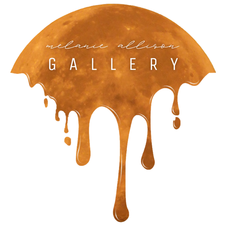 Dripping half circle with "Melanie Allison Gallery" text