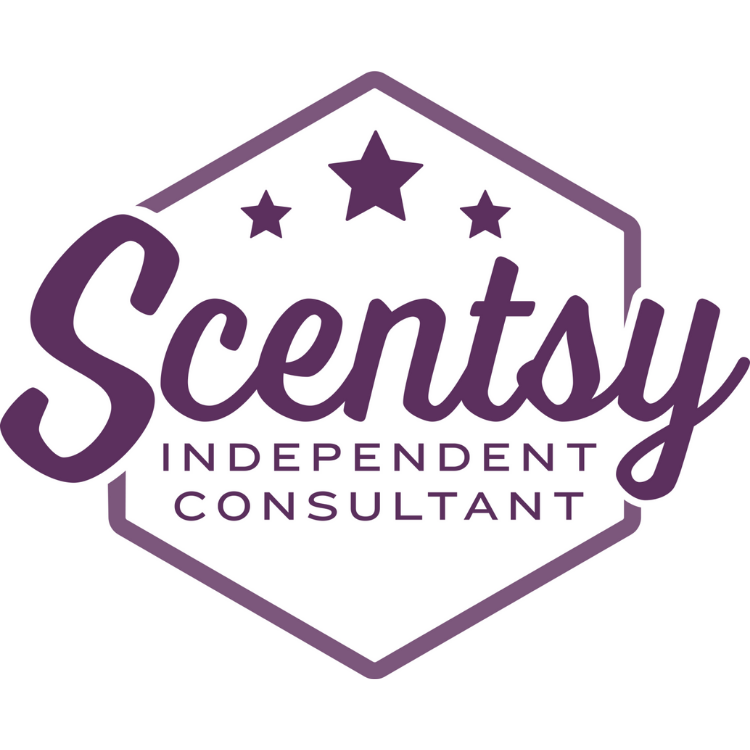 Scentsy Independent Consultant logo with stars in a hexagon shape, purple color.