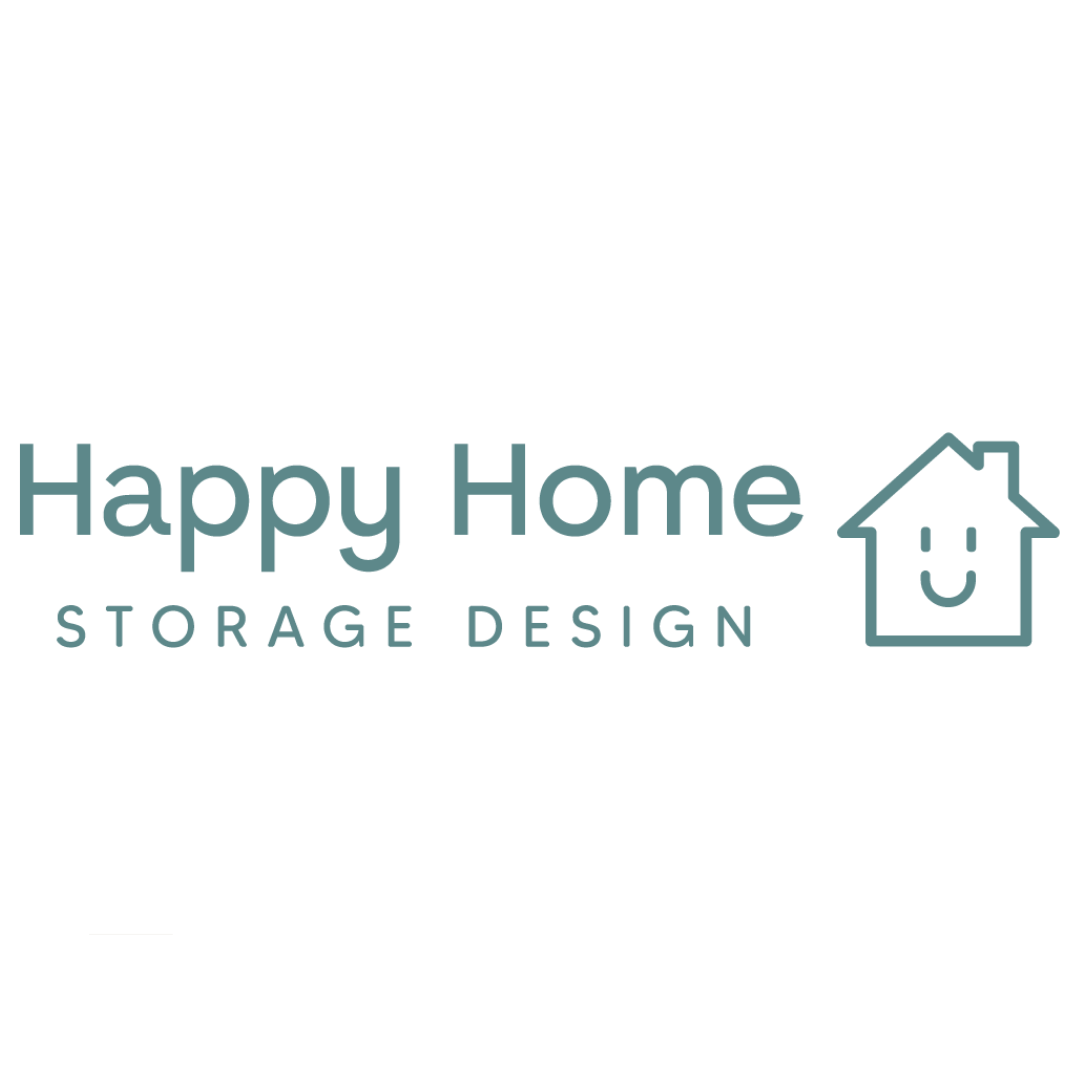 Logo with the words "Happy Home Storage Design" and a smiling house icon.