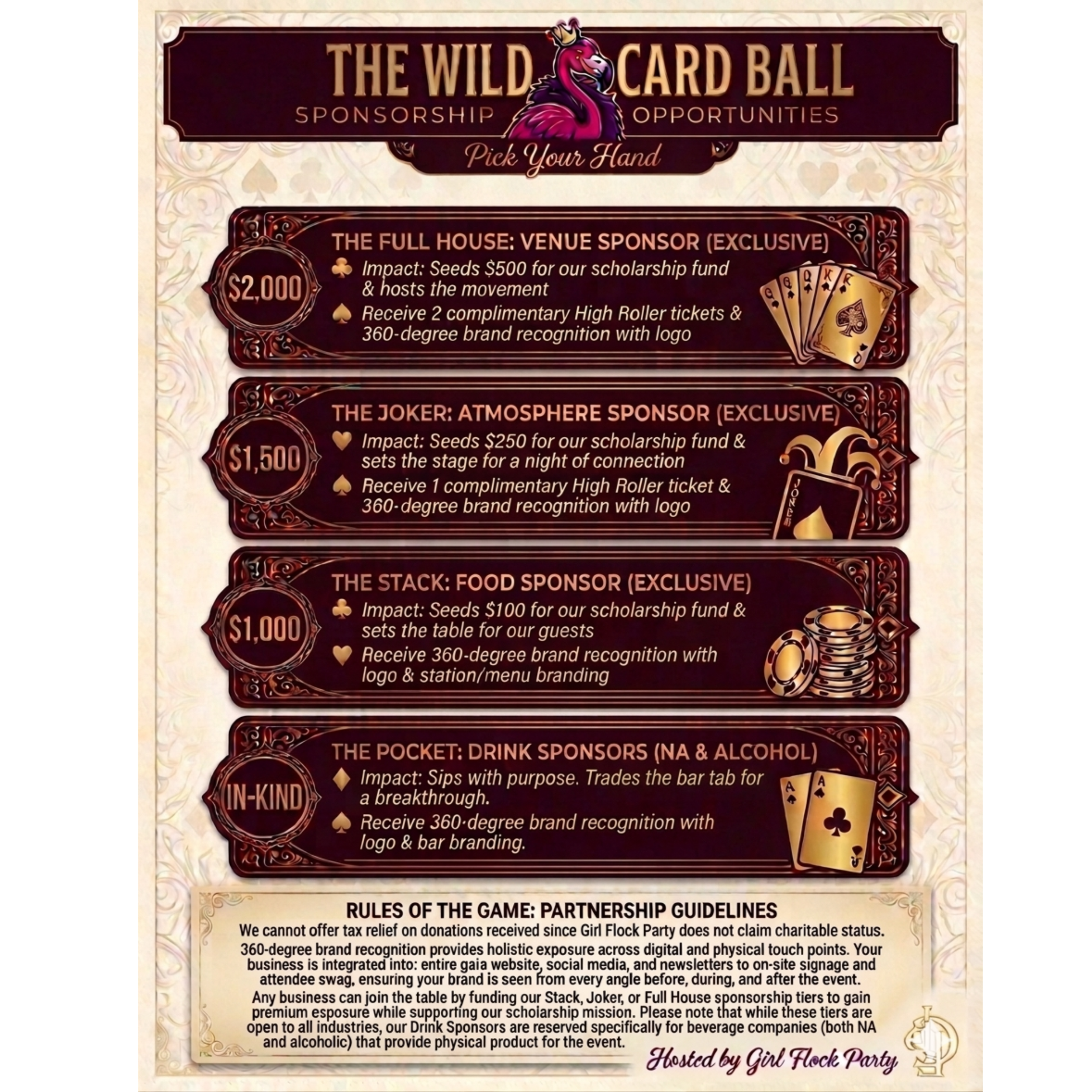 2026 Girl Flock Party | The Wild Card Ball Sponsorship Packages