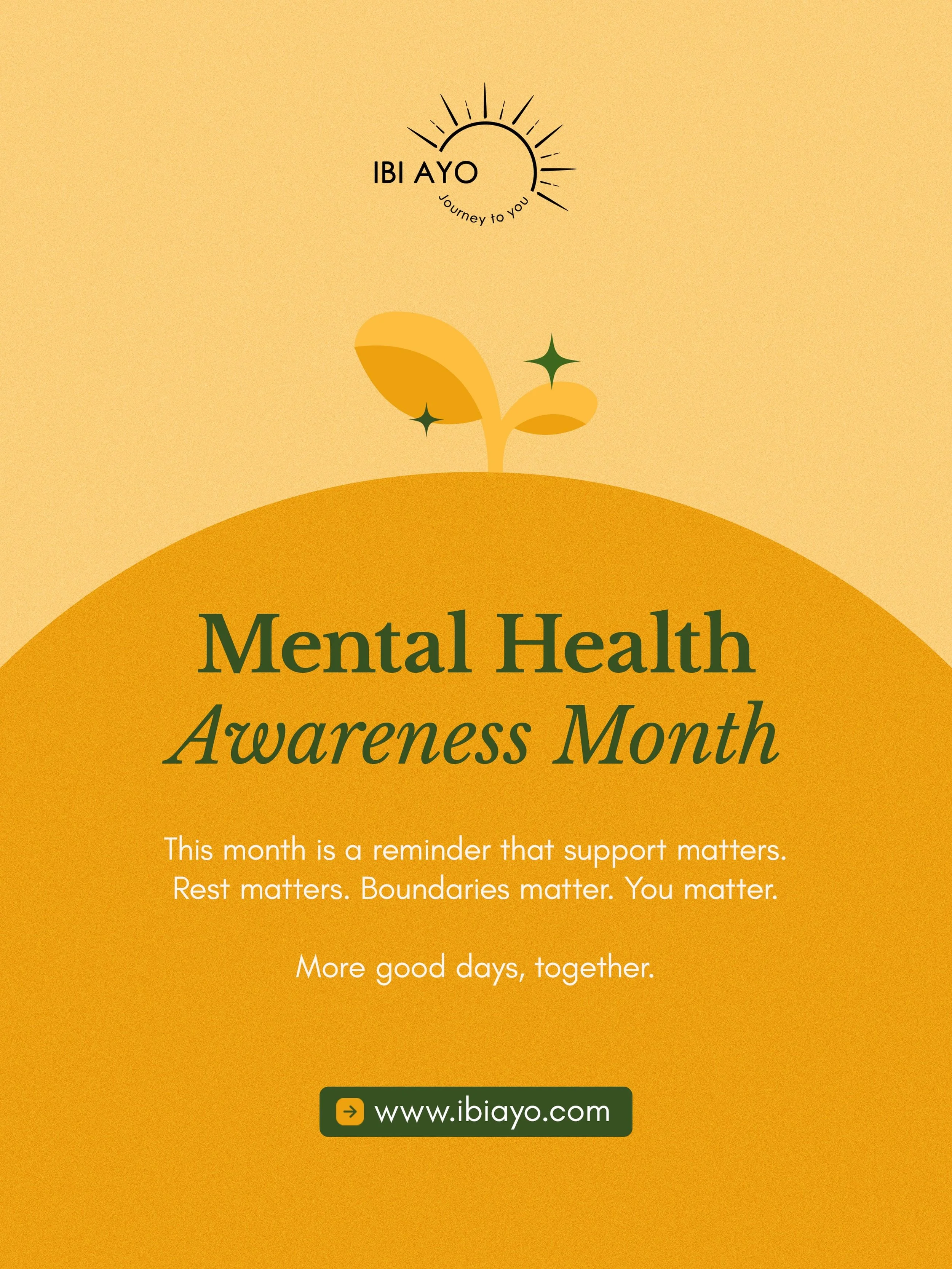 It&rsquo;s Mental Health Awareness Month 🌱

This year&rsquo;s theme, &ldquo;More Good Days, Together,&rdquo; reminds us that mental health isn&rsquo;t about perfection. 

A &ldquo;good day&rdquo; doesn&rsquo;t always mean being happy, productive, or