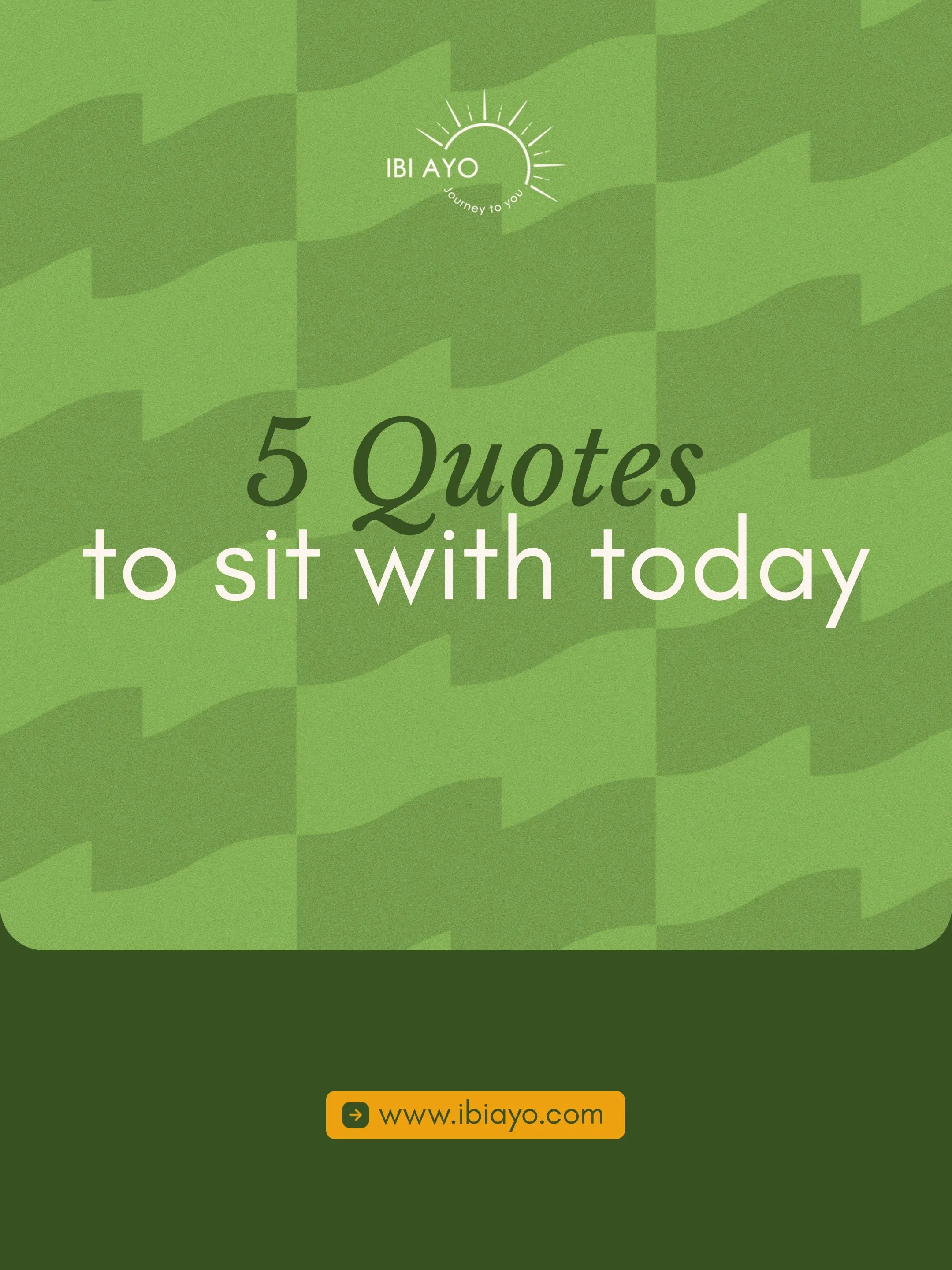 We put together 5 quotes for you to reflect on today 💛

Save this for the days you need a gentle reminder.

Which one spoke to you? Let us know in the comments. 

#MentalHealthQuotes #SelfCompassion #HealingJourney #TherapyAwareness #IbiAyo