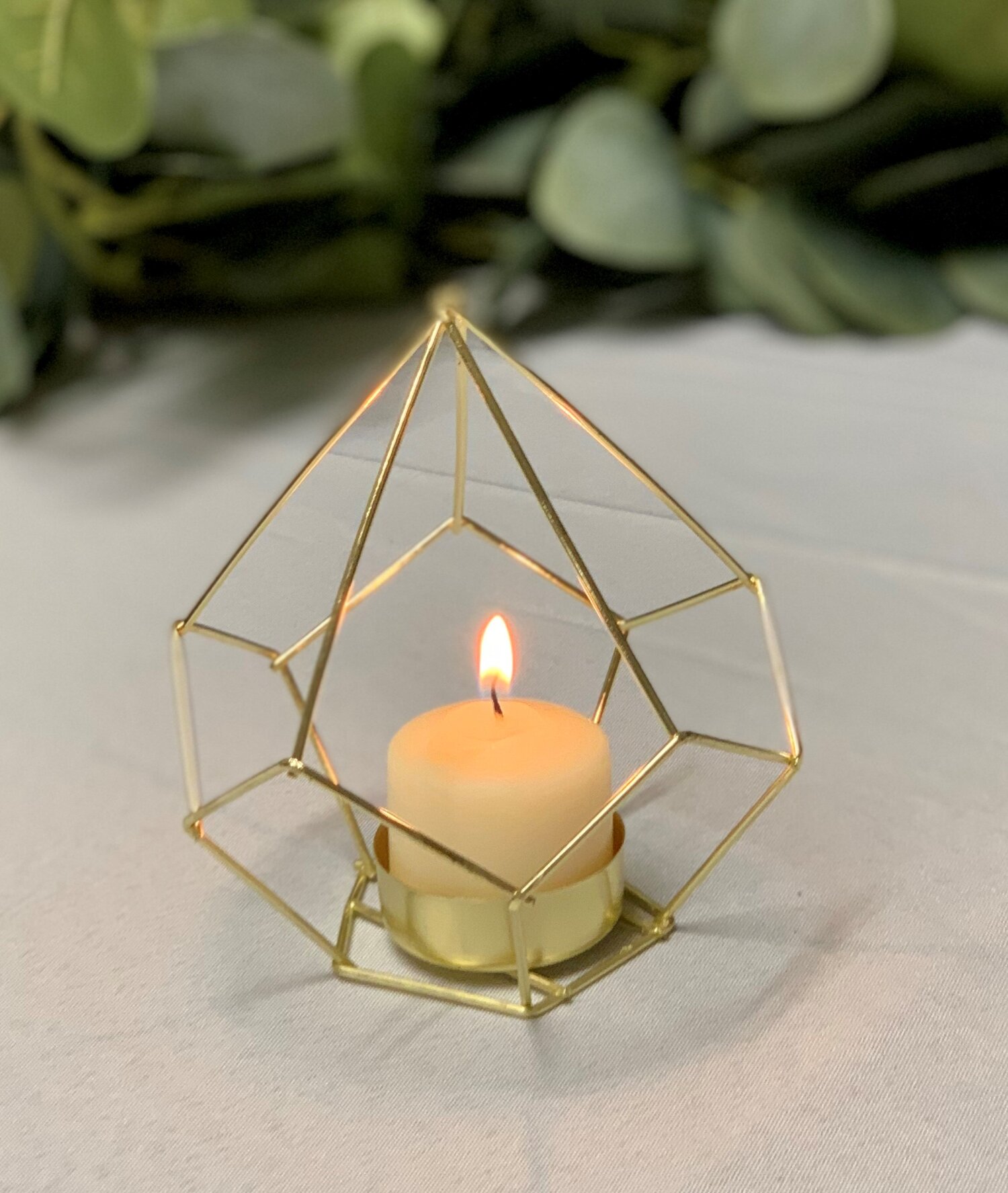 Gold Tea Light Geometric Candle Holder — Seven Paths Manor