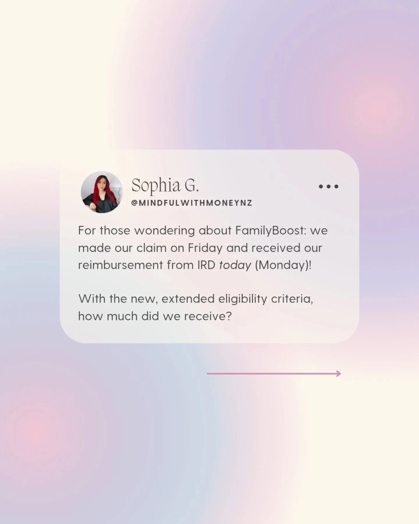 Very impressed with how fast our FamilyBoost claim was processed this time! Check out my previous post for more info. How do you feel about the new eligibility criteria? 💸
#mindfulwithmoney #mindfulwithmoneynz #debtfreecommunitynz #familyboost #mon