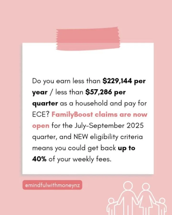 Pay for childcare? FamilyBoost claims are now OPEN as of today (1st October 2025) for the July to September quarter, and the eligibility criteria have been expanded upon to refund more of your ECE fees.
If you're earning under $229,144 as a househol