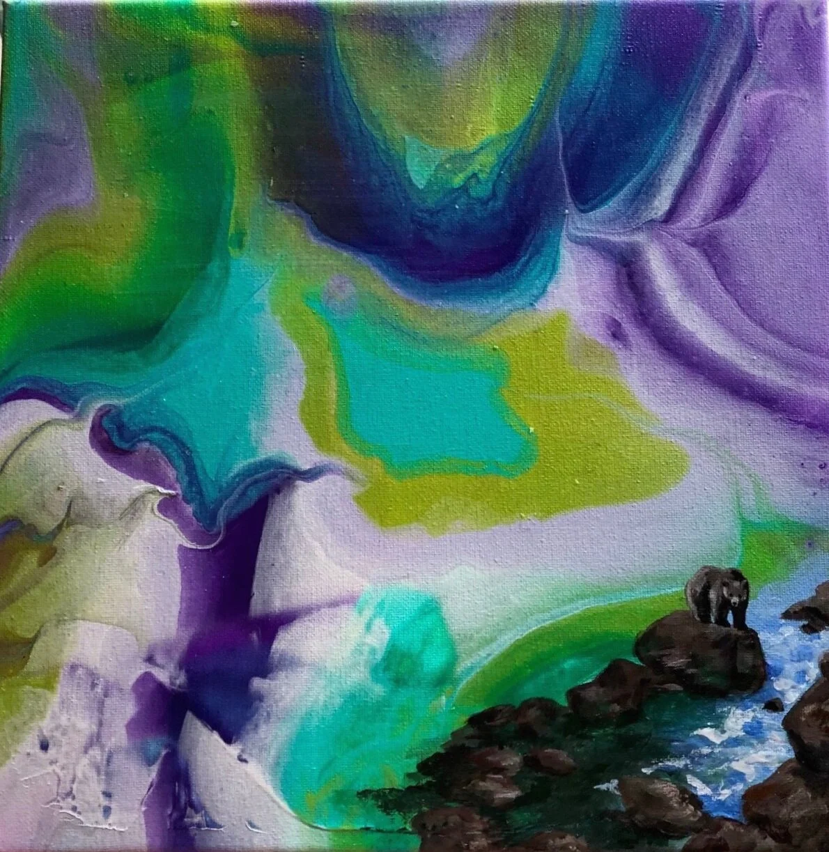 (SOLD) NORTHERN LIGHT . acrylic fluid art . 2018