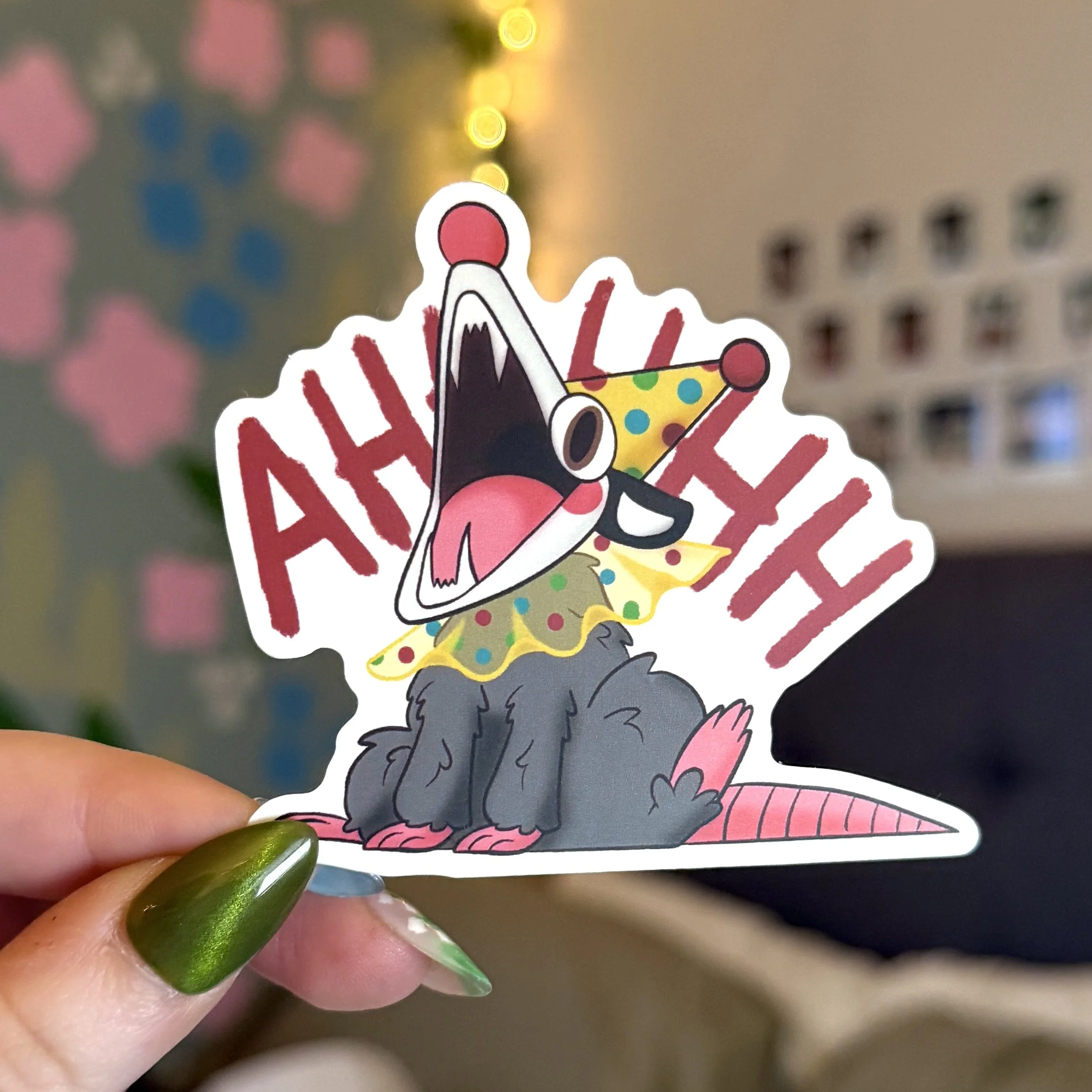Clown Possum Sticker