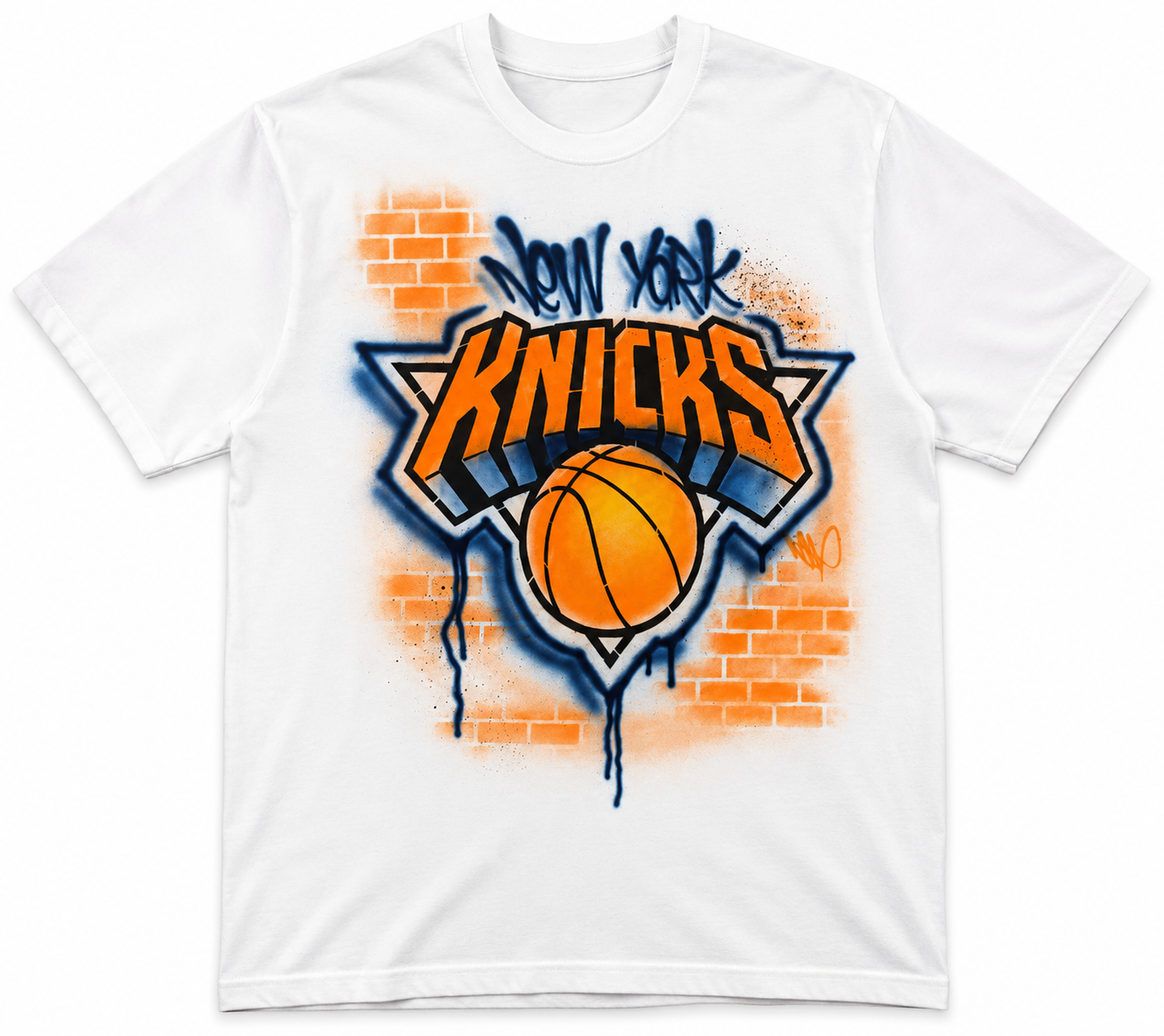 Knicks-Inspired Airbrush Tee — Ready-Made + Optional Name