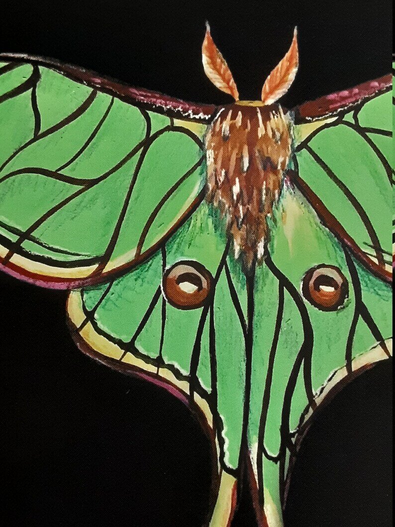 silk moth gouache painting art print cottagecore