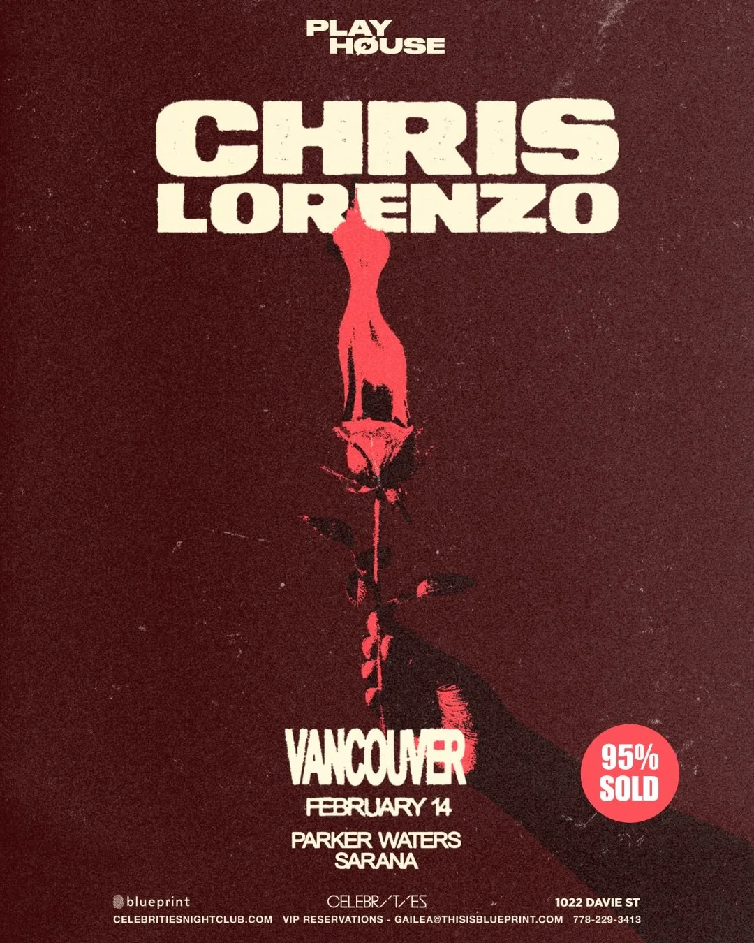 SUPPORT ADDED 🔥 Next weekend, @chrislorenzo66 is back in Vancouver and taking over #PlayhouseSaturdays at Celebrities, and hell be joined by Celebrities regulars @parkerwaterss &amp; @arun.the.sarana on support 👀 less than 30 tickets remain online,