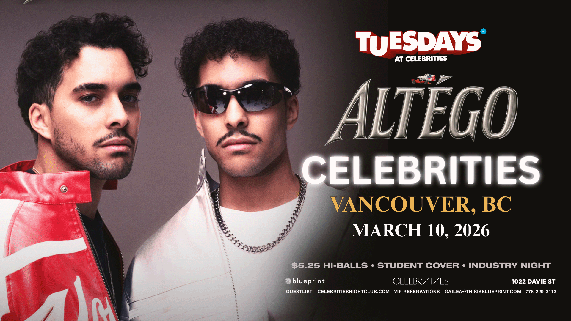 CELEBRITIES TUESDAYS pres. ALTÉGO