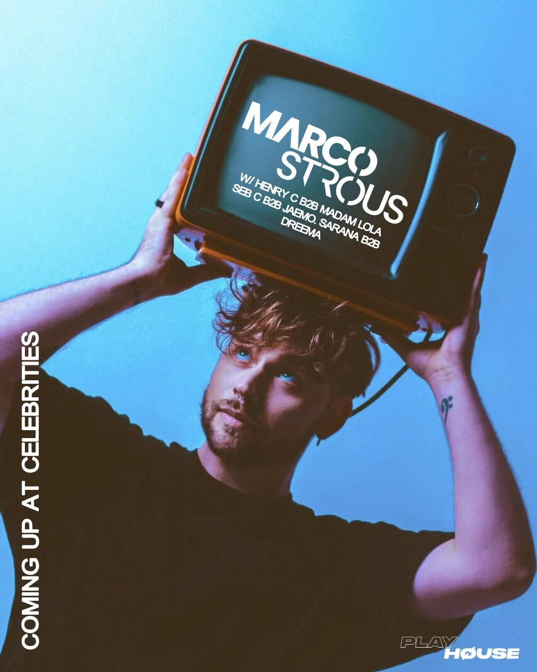 NEXT WEEKEND! @marcostrous pulls from groove led house and club ready textures, and he's bringing that energy to @celebrities_van on Feb 28th, with support from @henrycmusic b2b @iammadamlolacolby, @sebcwestcoast b2b @jaemomusic &amp; @arun.the.saran