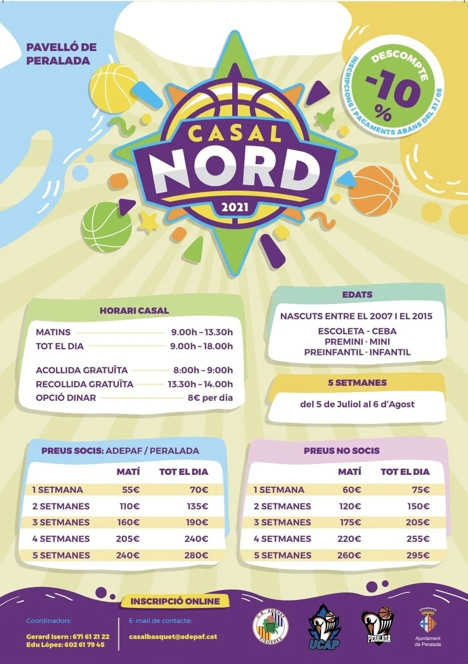CASAL NORD: SIS SETMANES DE BÀSQUET DEL 5 DE JULIOL AL 6 D'AGOST