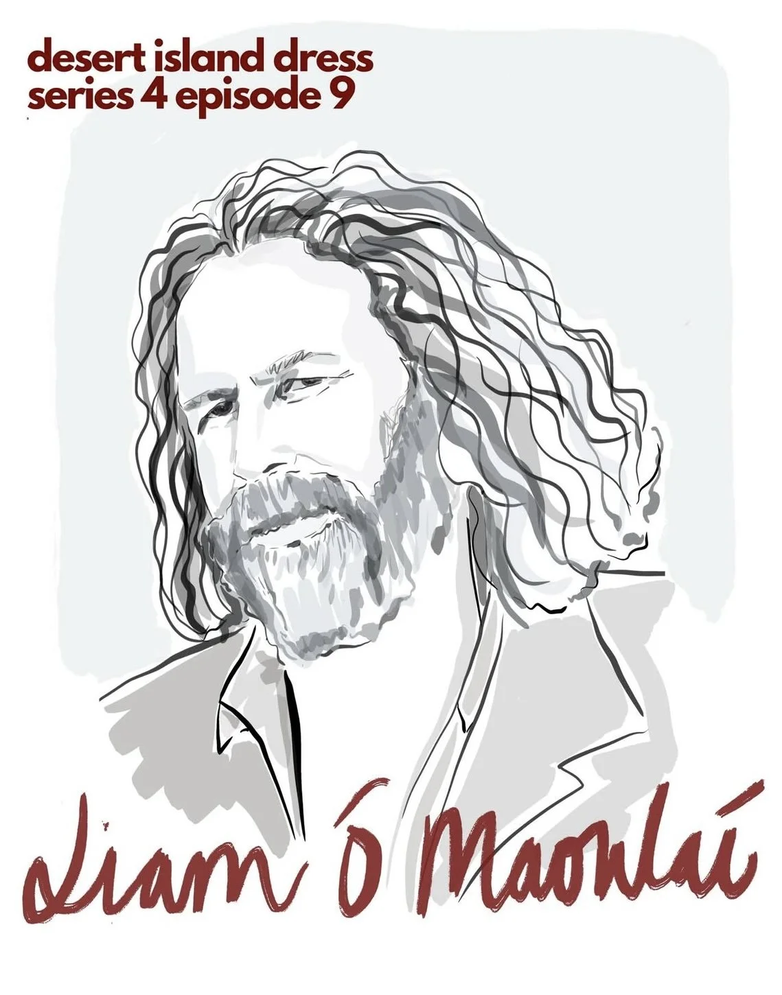 Portrait of Liam Ó Maonlaí for the Desert Island Dress Podcast