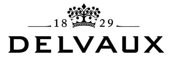 Logo with the text 'Delvaux' beneath a crown and the year '1829' split by the crown.