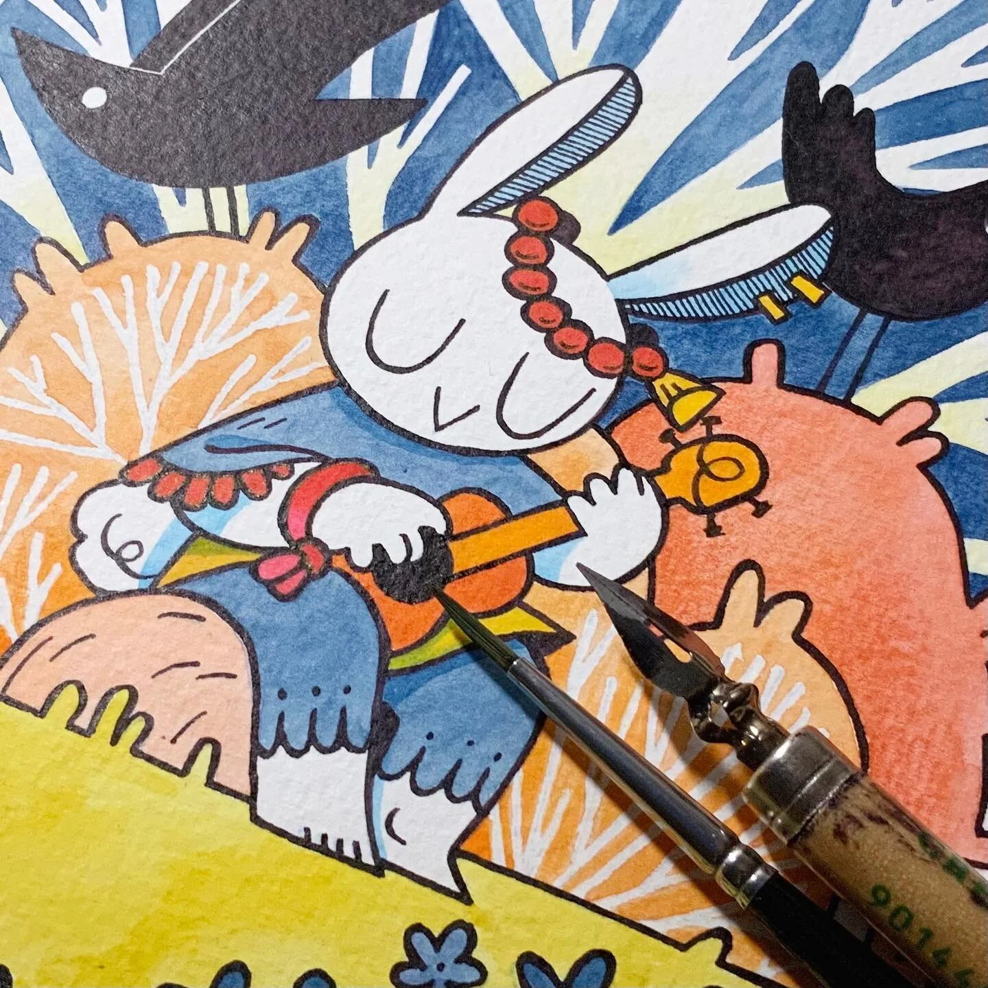 Ukulele
I recently started to learn how to ukulele. Again.

Art materials are listed in my stories highlights.

#watercolor #illustration #inkdrawing #inkpainting #pendrawing #art #artofinstagram #coloredpencil #diamineink #tus #gouache #holbeingouac