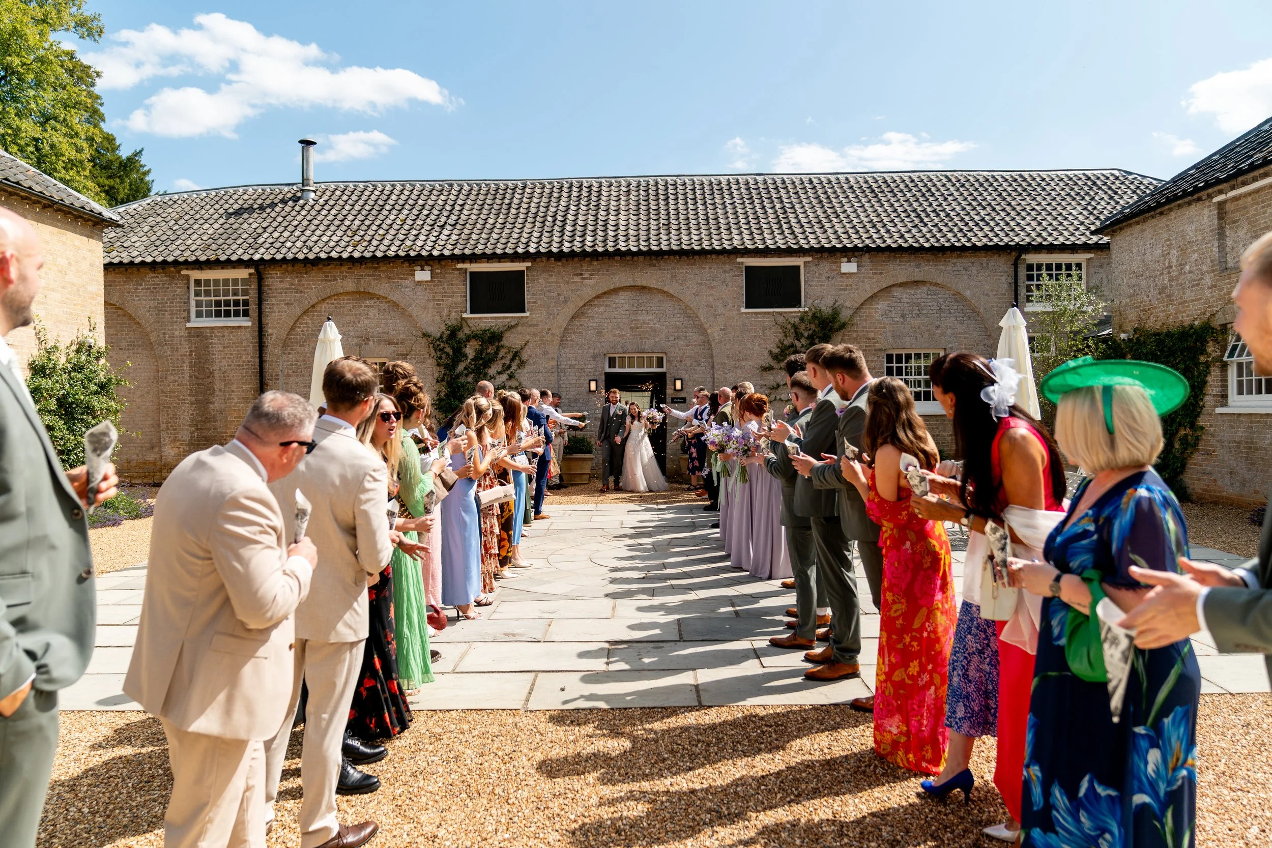 Shotesham Park wedding Norfolk, Confetti in courtyard