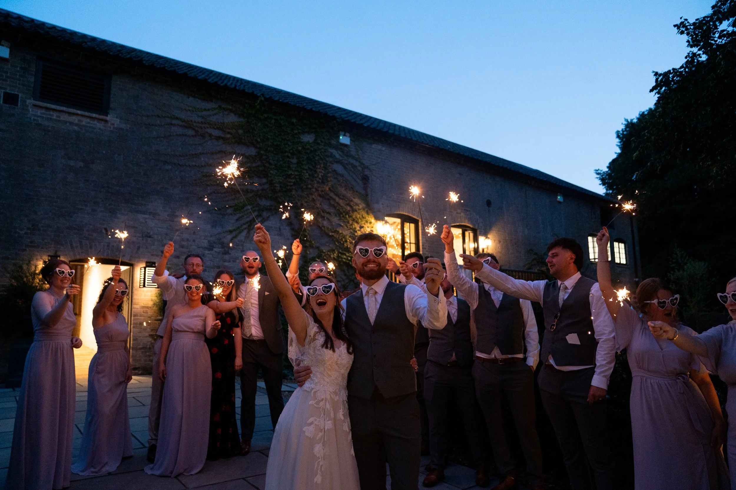 Shotesham Park wedding photography sparklers