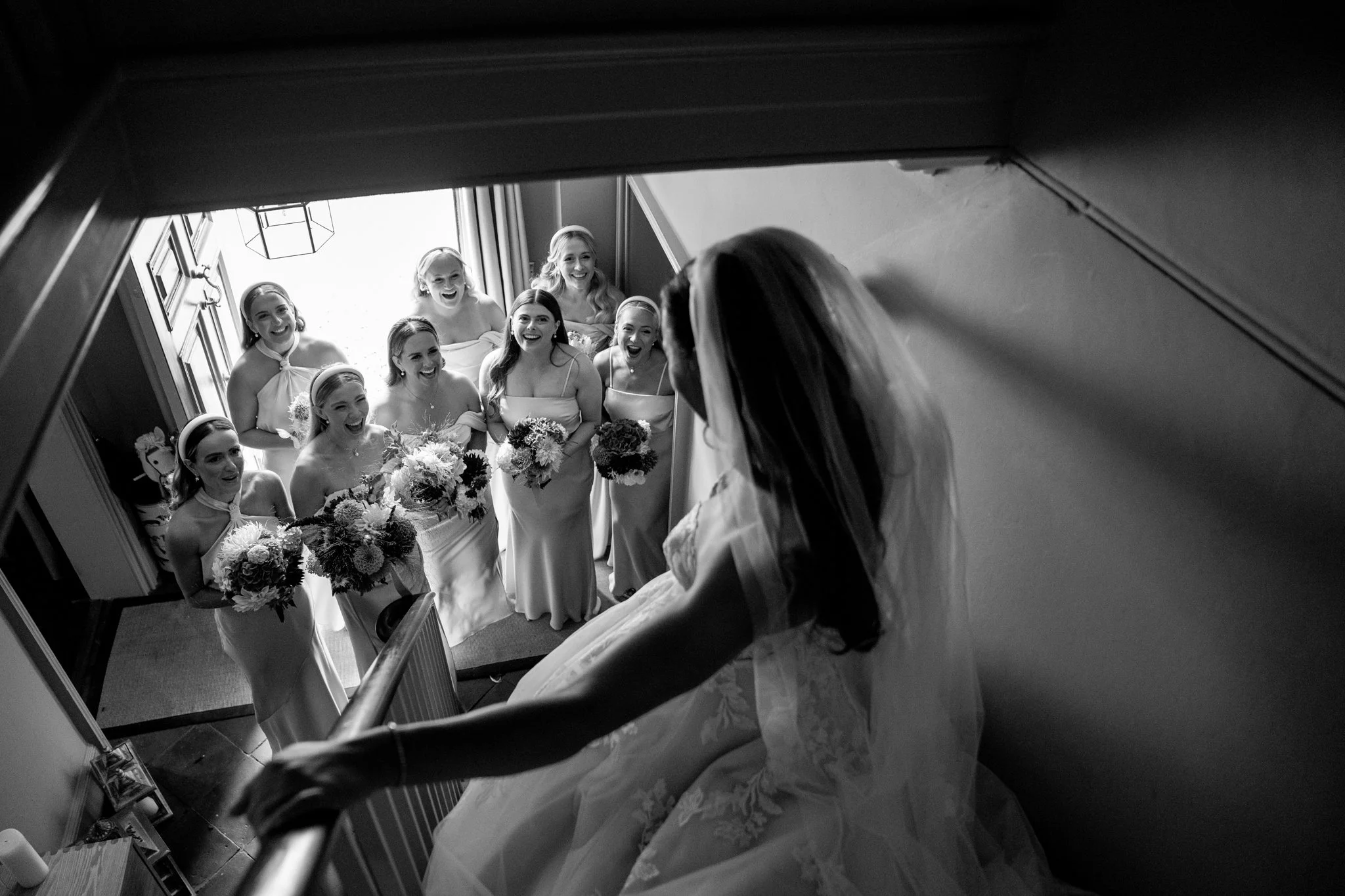 Norfolk wedding at home - Black and white wedding photography by Kelly Trivedi, wedding photographer based in Norfolk.