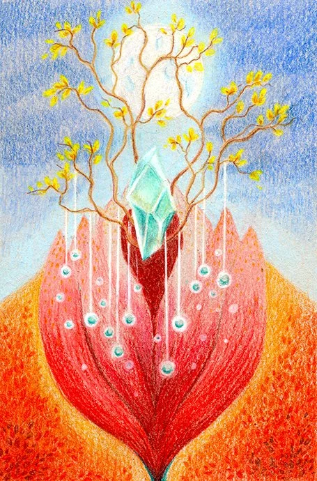 Crystal Flower aura drawing, energy flower drawing
