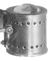 Closeup of lamp from #1 horizontal microscope image, rotated to vertical with convex lens facing up.