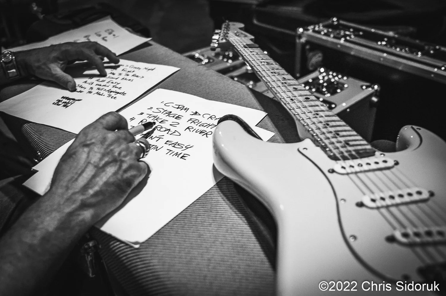 Behind the scenes pre-show preparations.