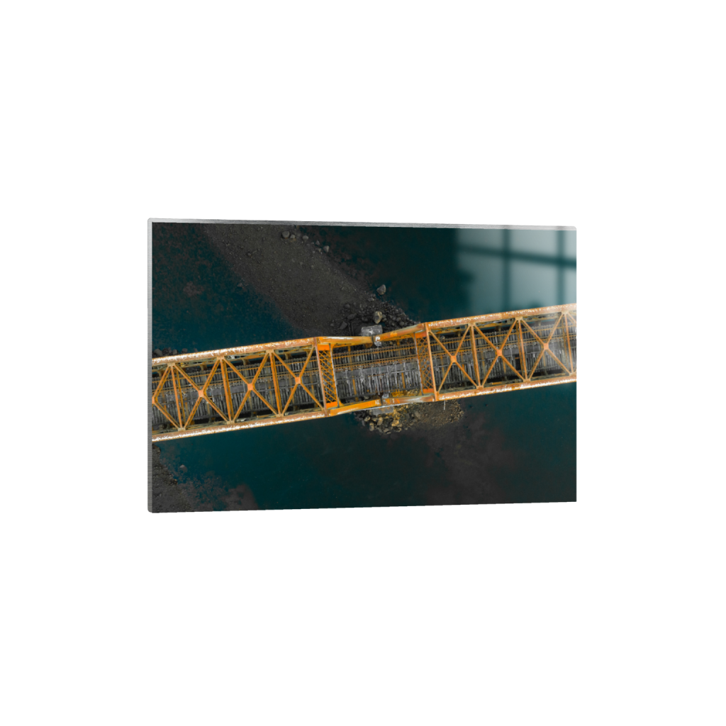 Aerial bridge photograph printed on metal with crisp detail and rich contrast