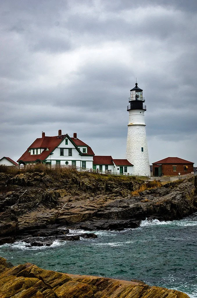 Portland Head Light in Portland, Maine on an overcast day.