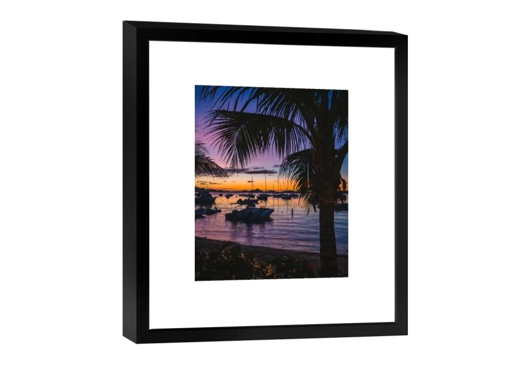 Framed photography wall art of Cruz Bay - St. John, USVI by Chris Sidoruk Media.