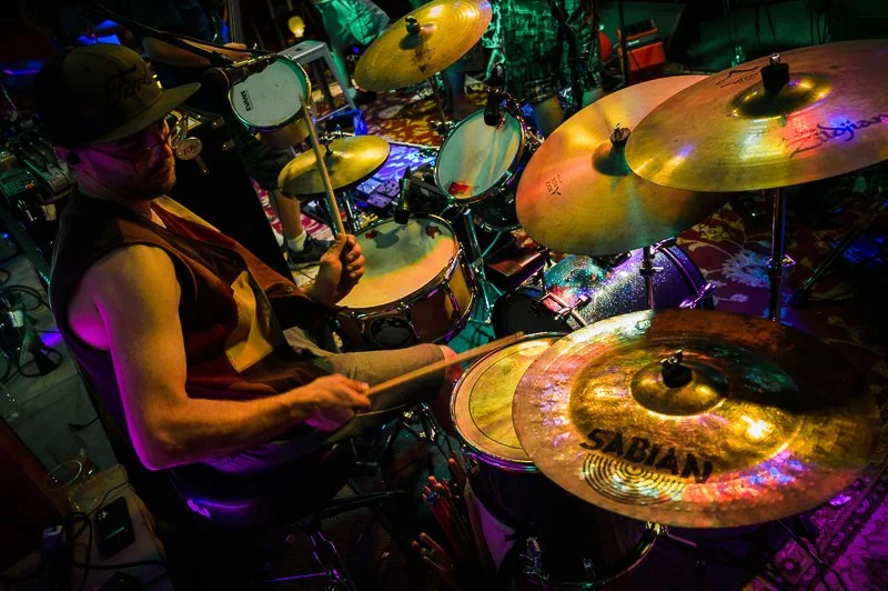 Drummer in action concert photography example