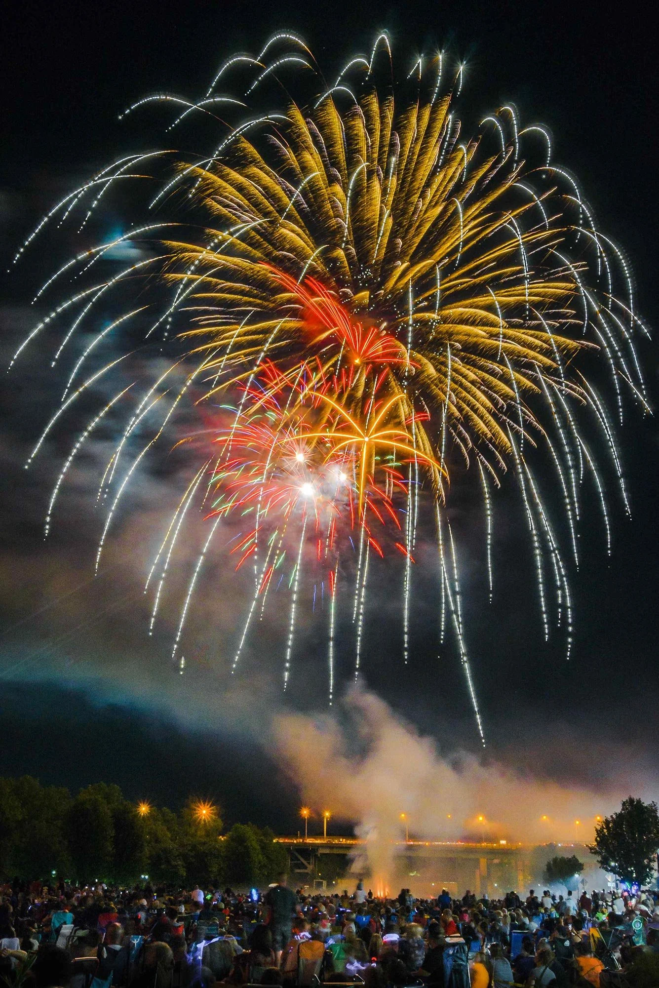 Long exposure photography example from a firework display on 4th of July
