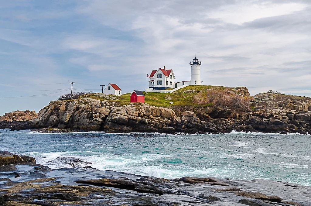The scenic Nubble Lighthouse in York, Maine.