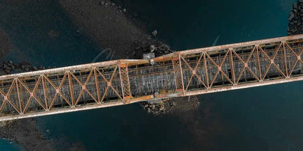 Historic railroad trestle bridge spanning the Housatonic River, Shelton CT.