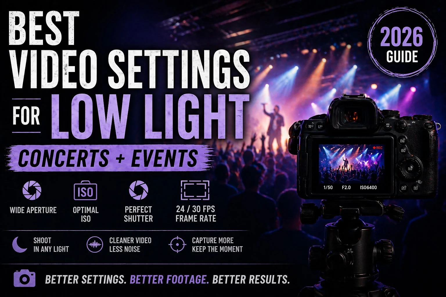 best video settings for low lights concerts + events